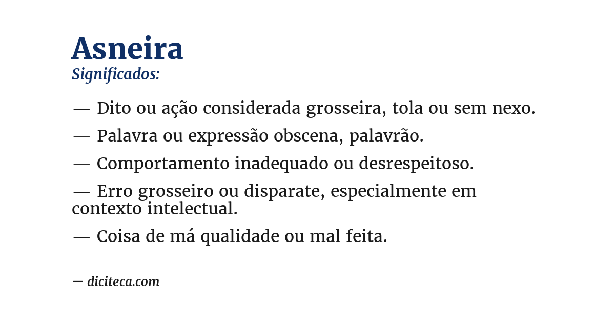 Significado de asneira