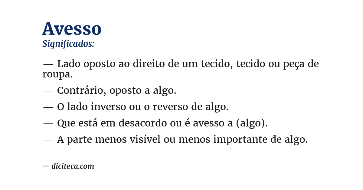 Significado de avesso