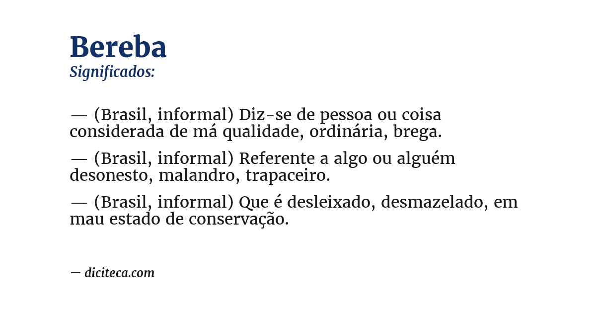 Significado de bereba