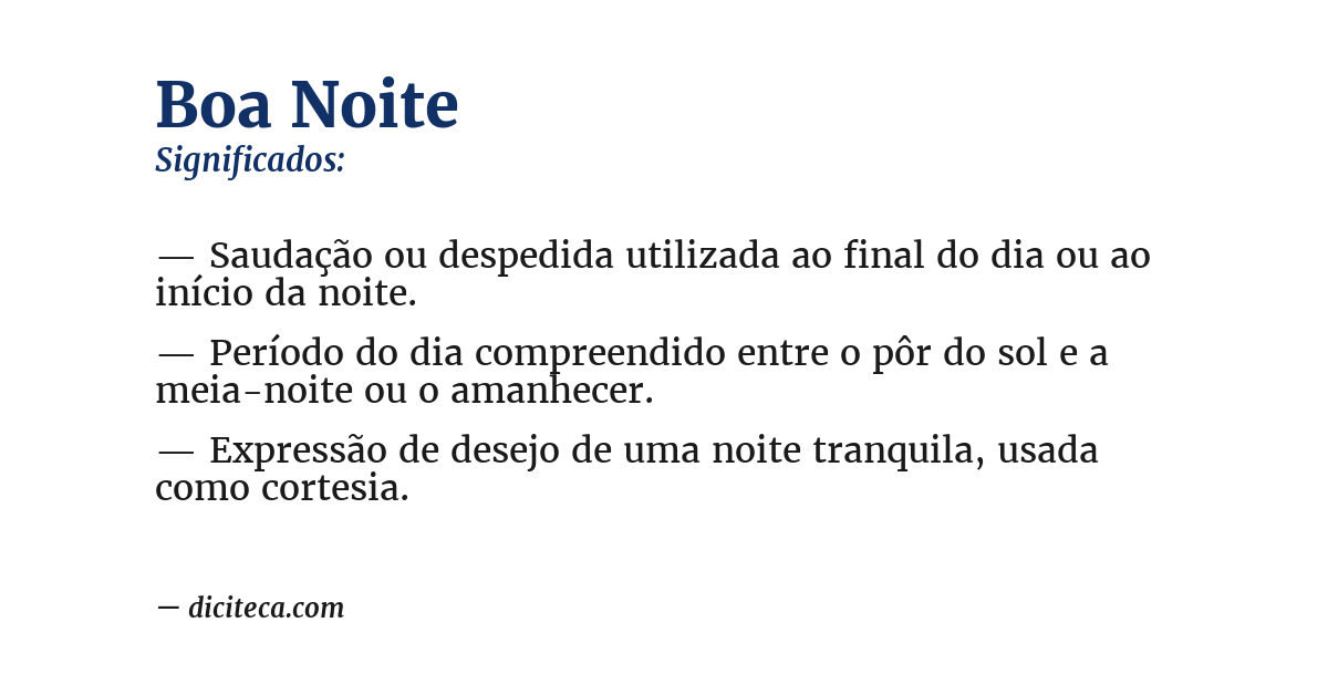 Significado de boa noite