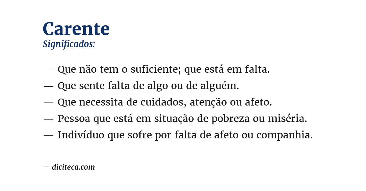 Significado de carente