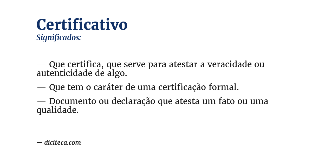 Significado de certificativo