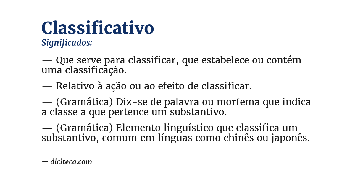 Significado de classificativo