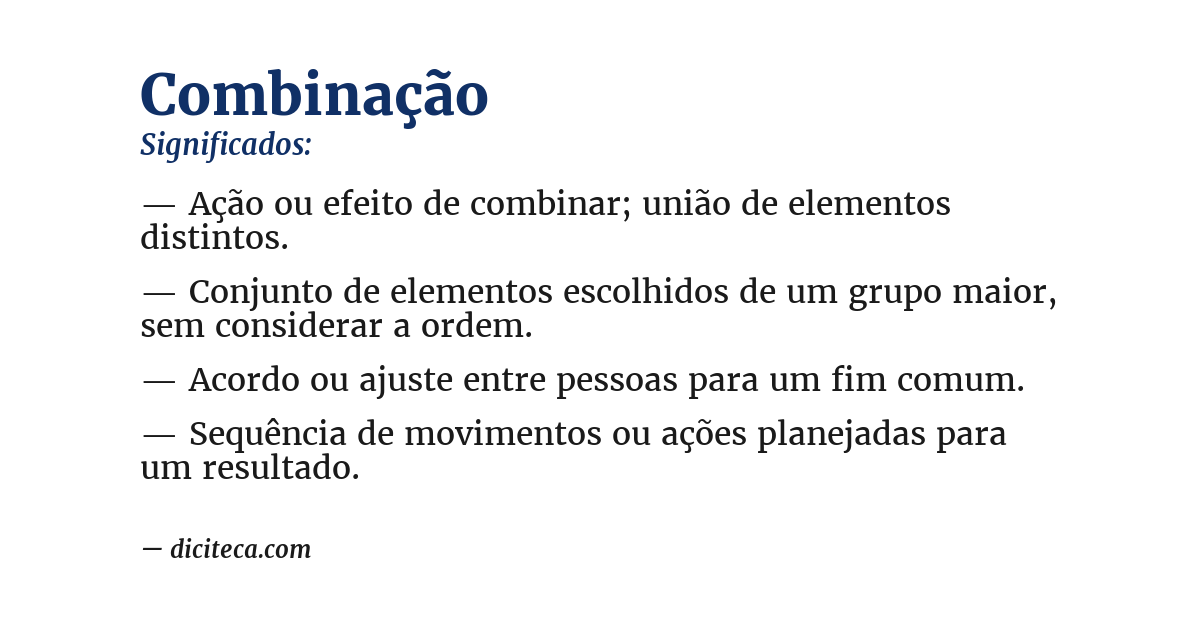 Significado de combinação