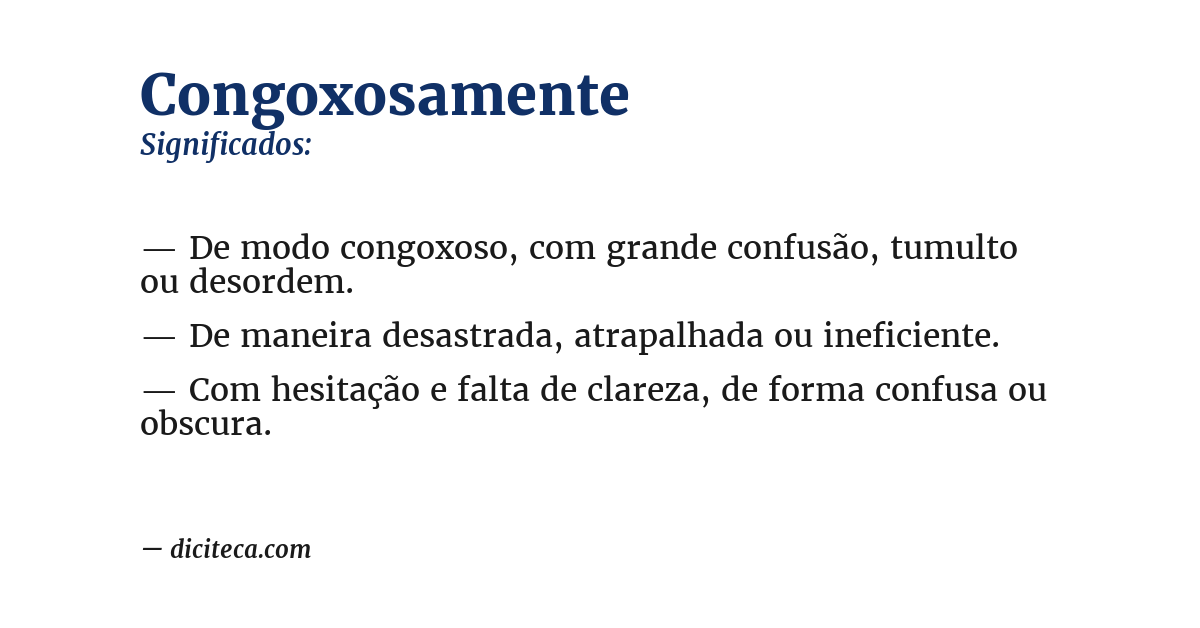 Significado de congoxosamente