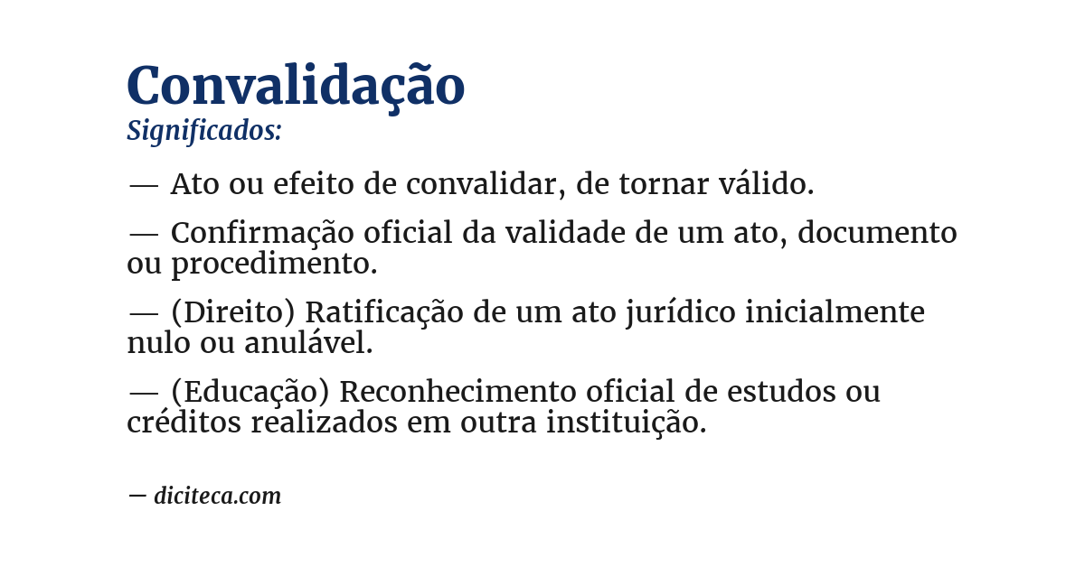 Significado de convalidação