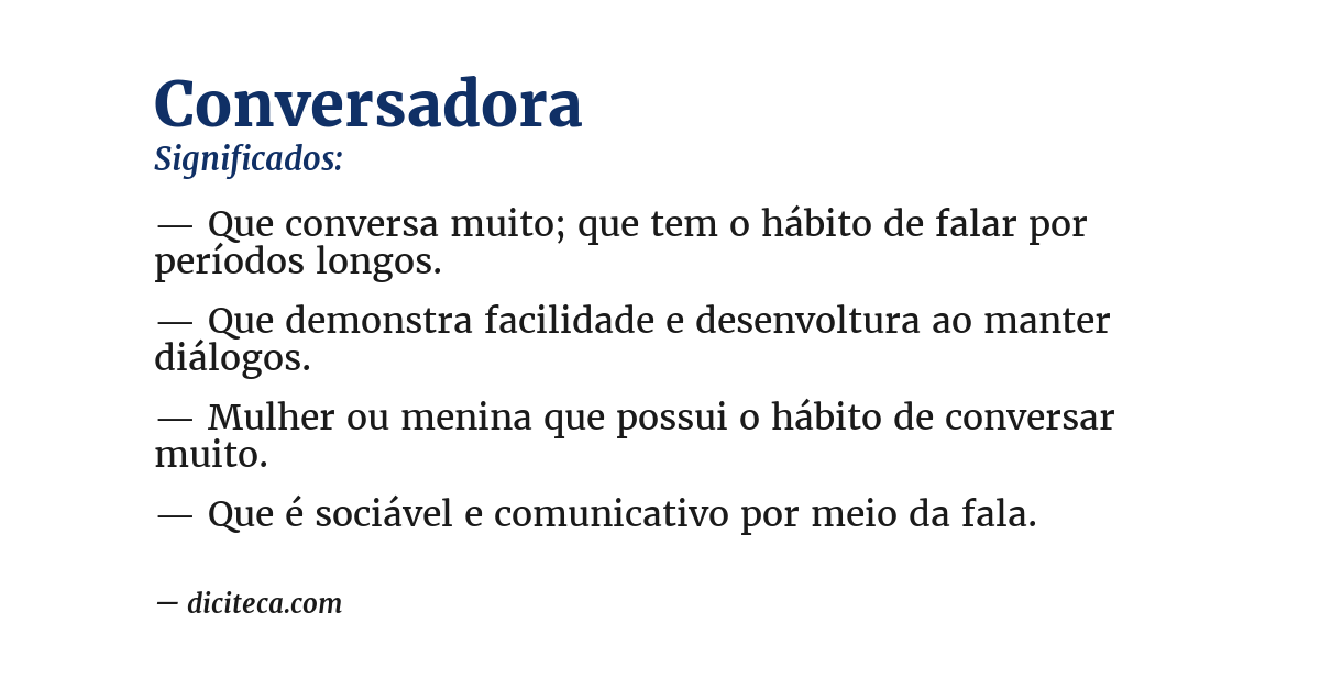 Significado de conversadora