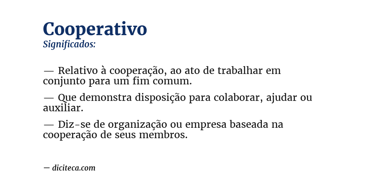 Significado de cooperativo
