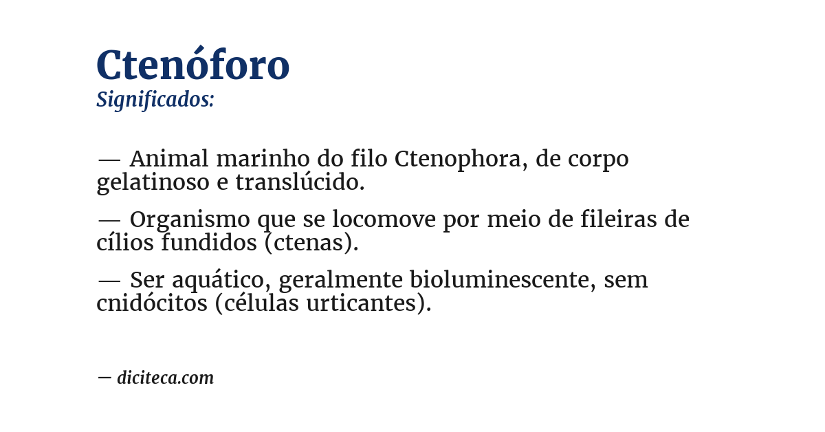 Significado de ctenóforo
