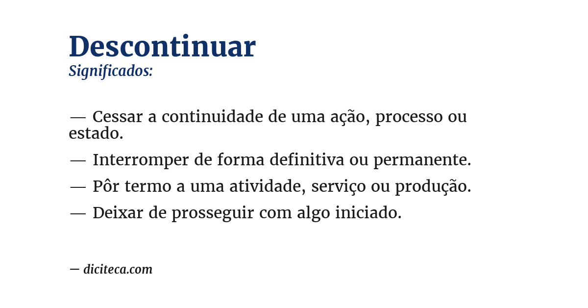 Significado de descontinuar