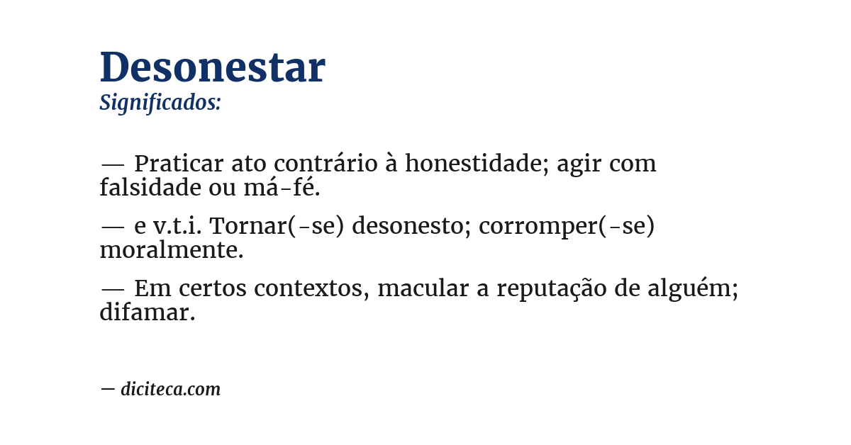 Significado de desonestar