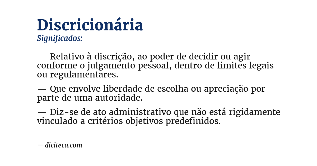 Significado de discricionária