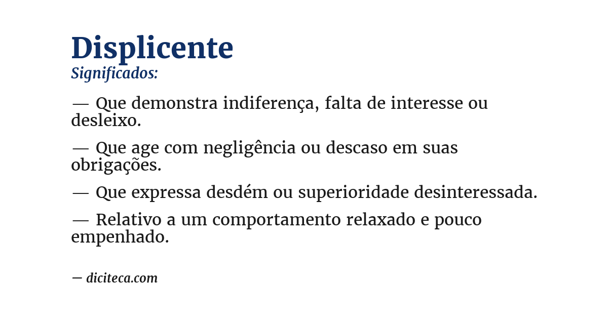 Significado de displicente