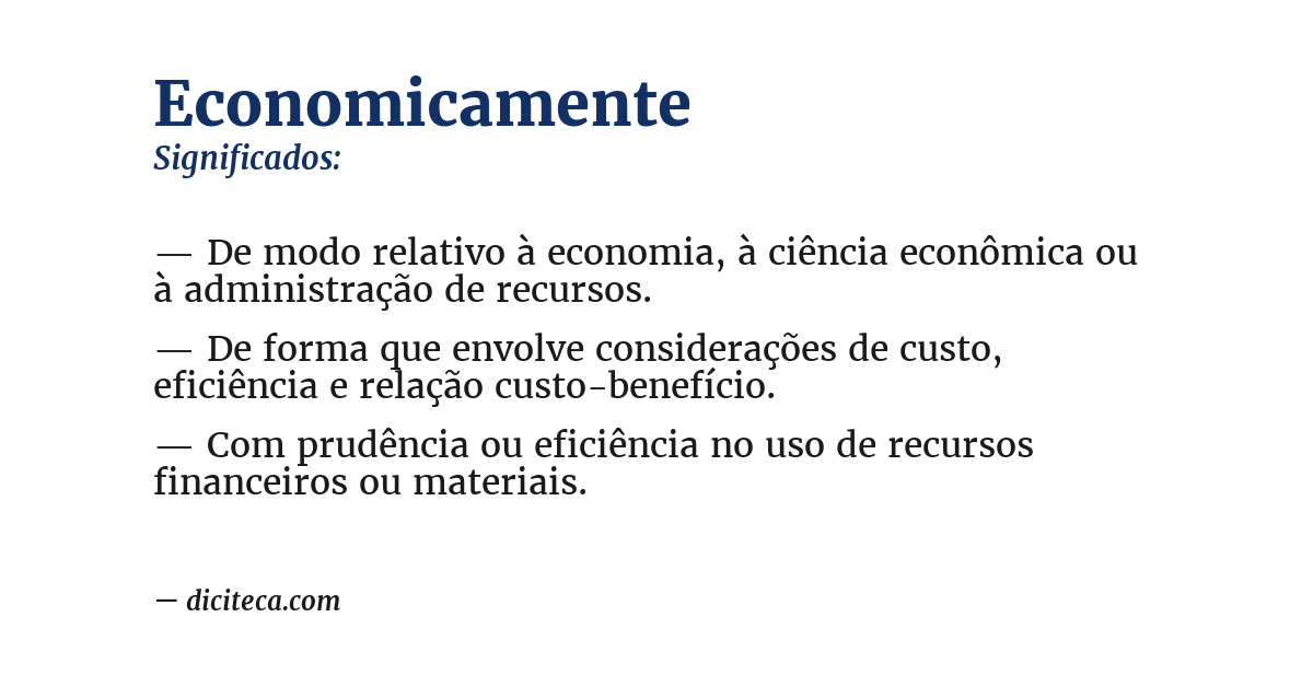 Significado de economicamente