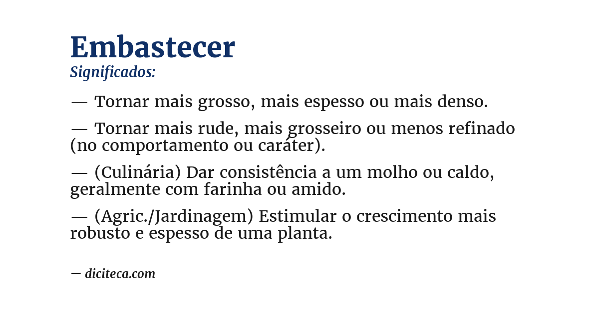 Significado de embastecer