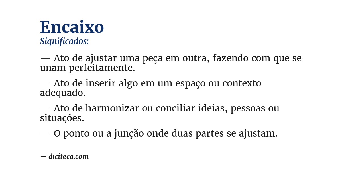 Significado de encaixo