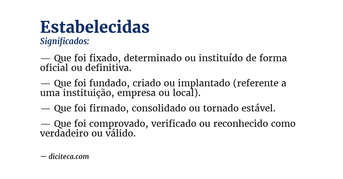 Significado de estabelecidas