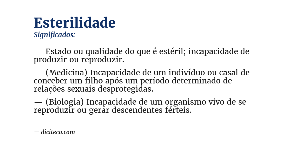 Significado de esterilidade