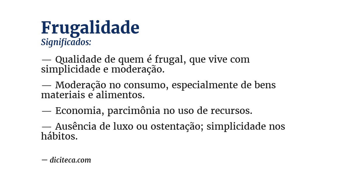 Significado de frugalidade