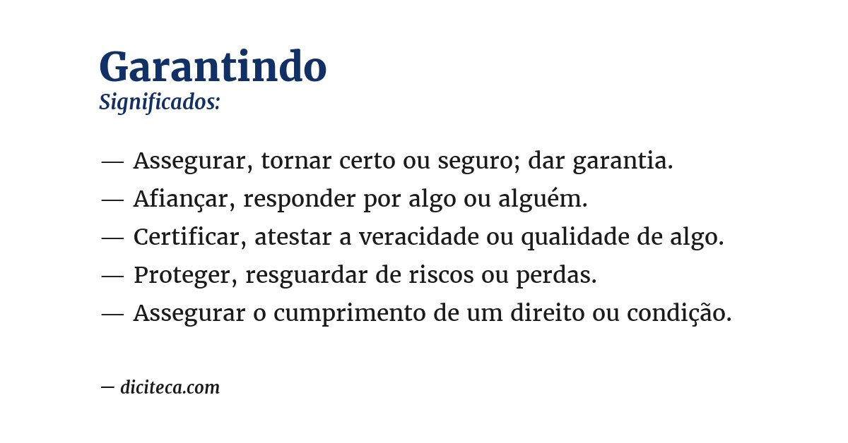 Significado de garantindo