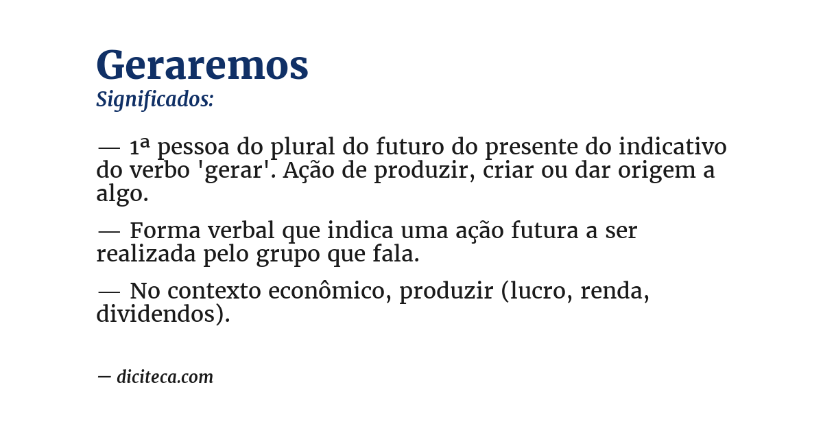 Significado de geraremos