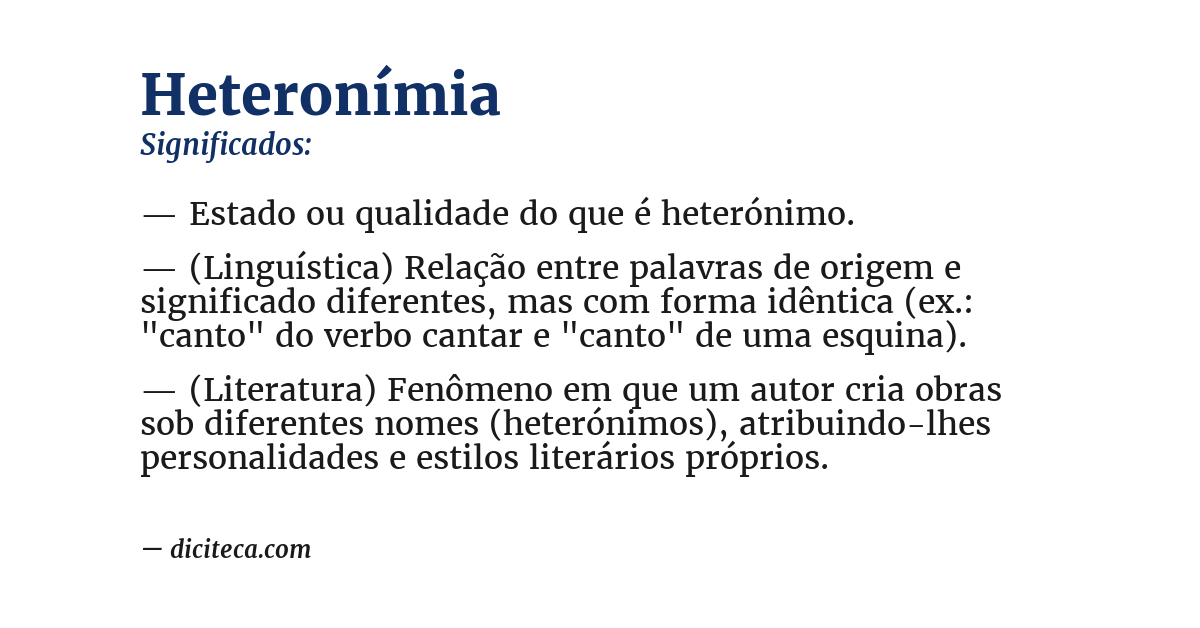 Significado de heteronímia