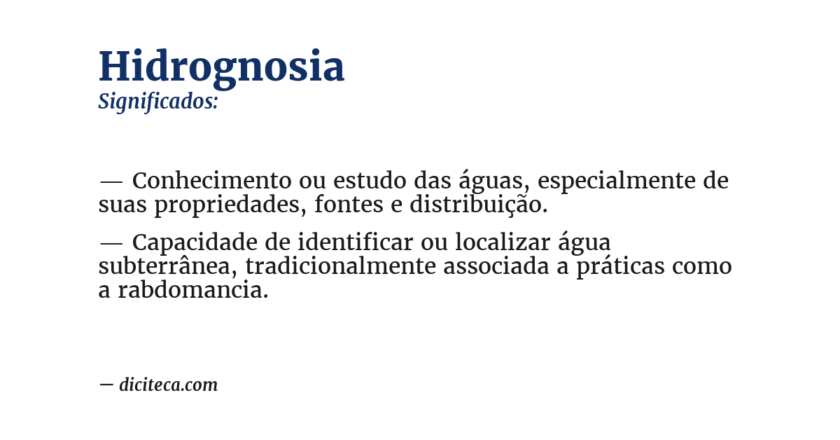 Significado de hidrognosia