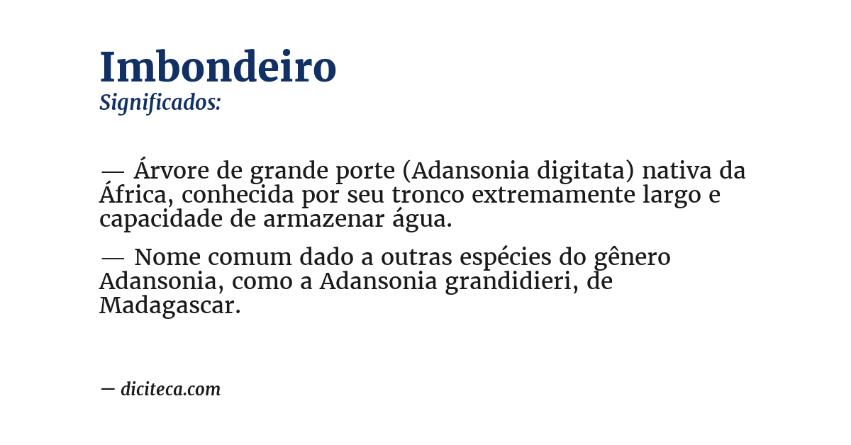 Significado de imbondeiro