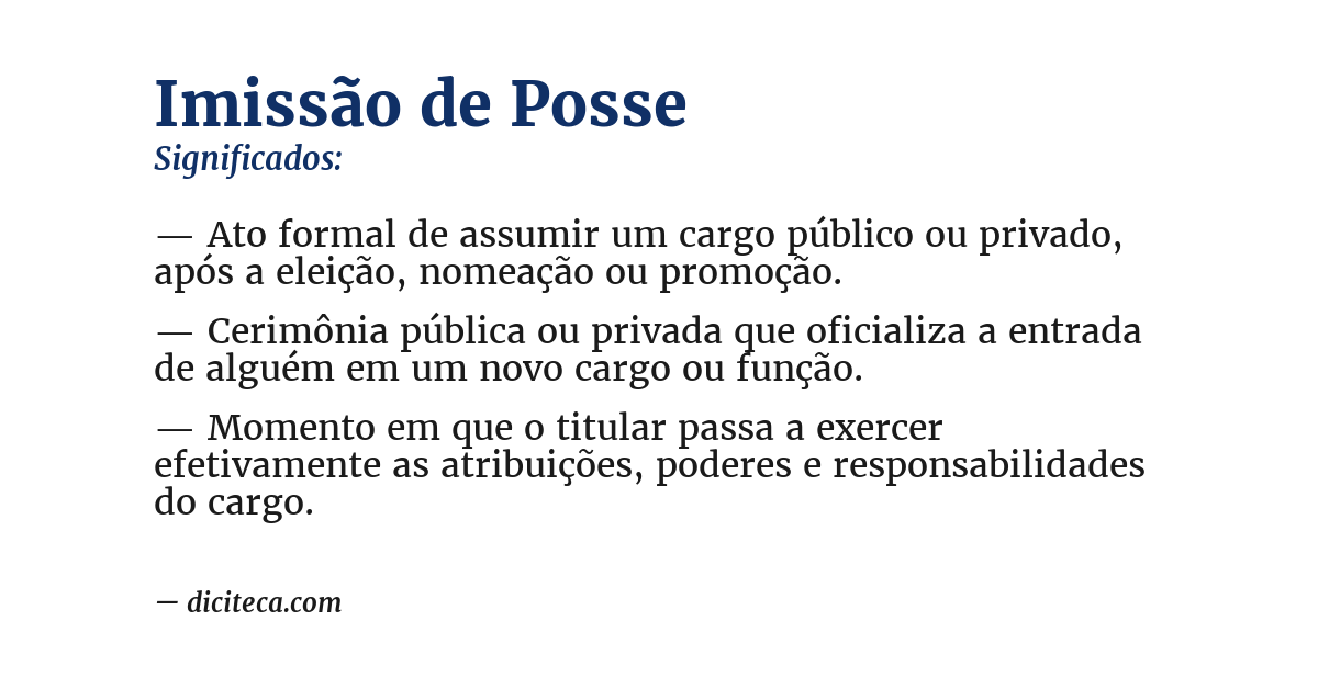 Significado de imissão de posse