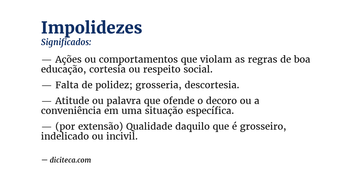 Significado de impolidezes