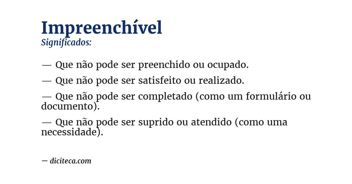 Significado de impreenchível