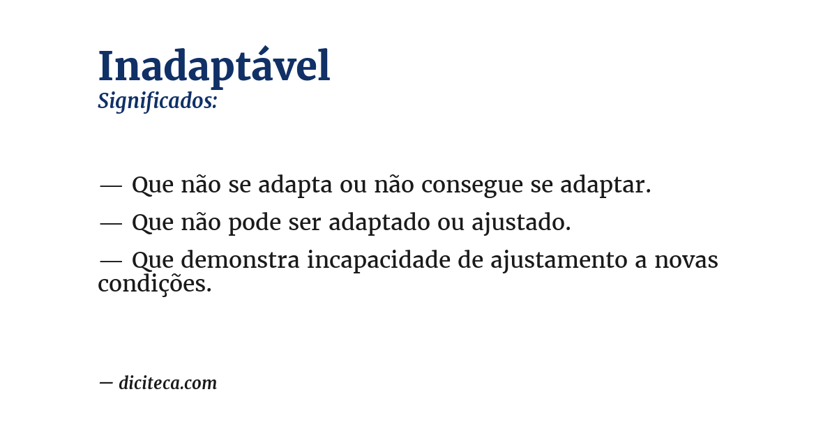 Significado de inadaptável