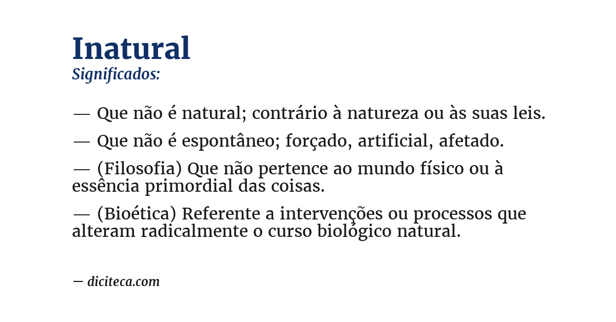 Significado de inatural
