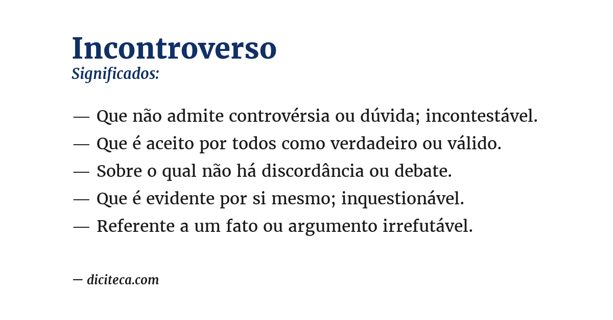 Significado de incontroverso
