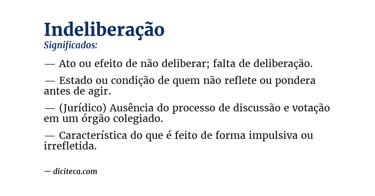 Significado de indeliberação