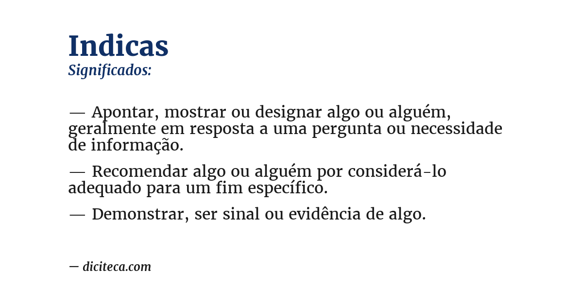 Significado de indicas