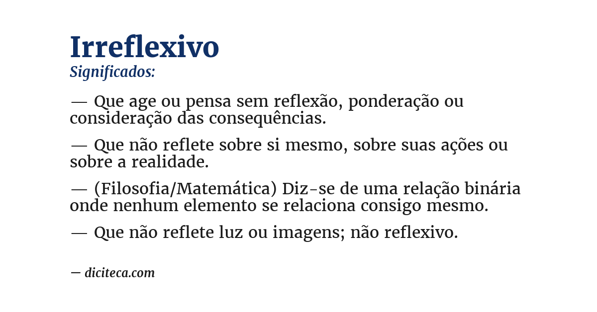 Significado de irreflexivo