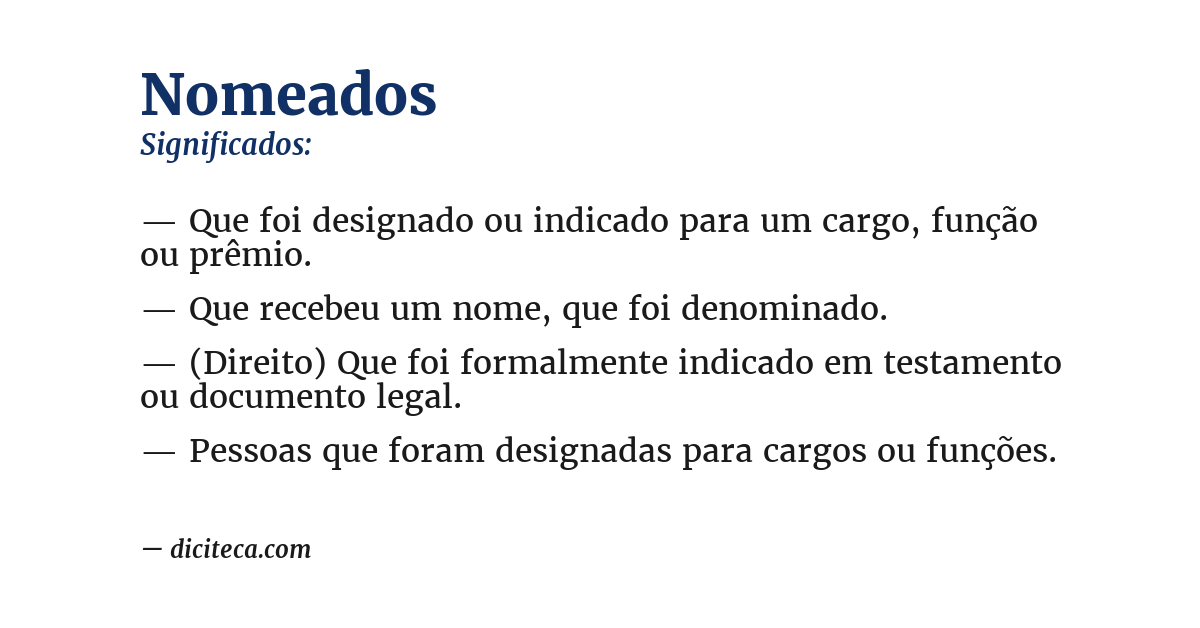 Significado de nomeados