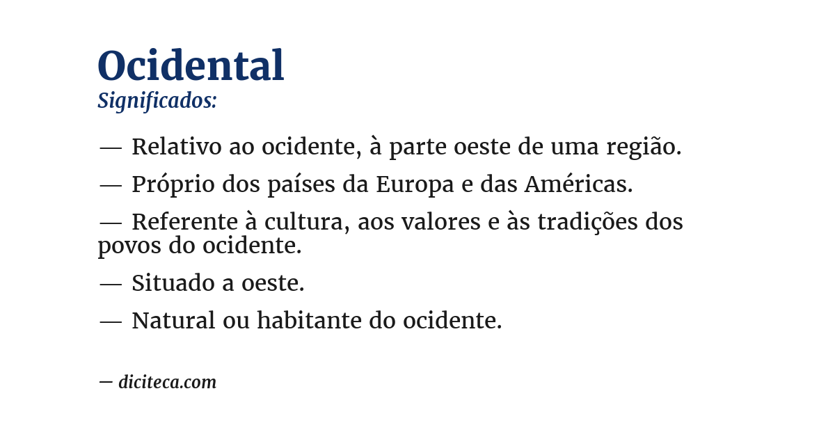 Significado de ocidental