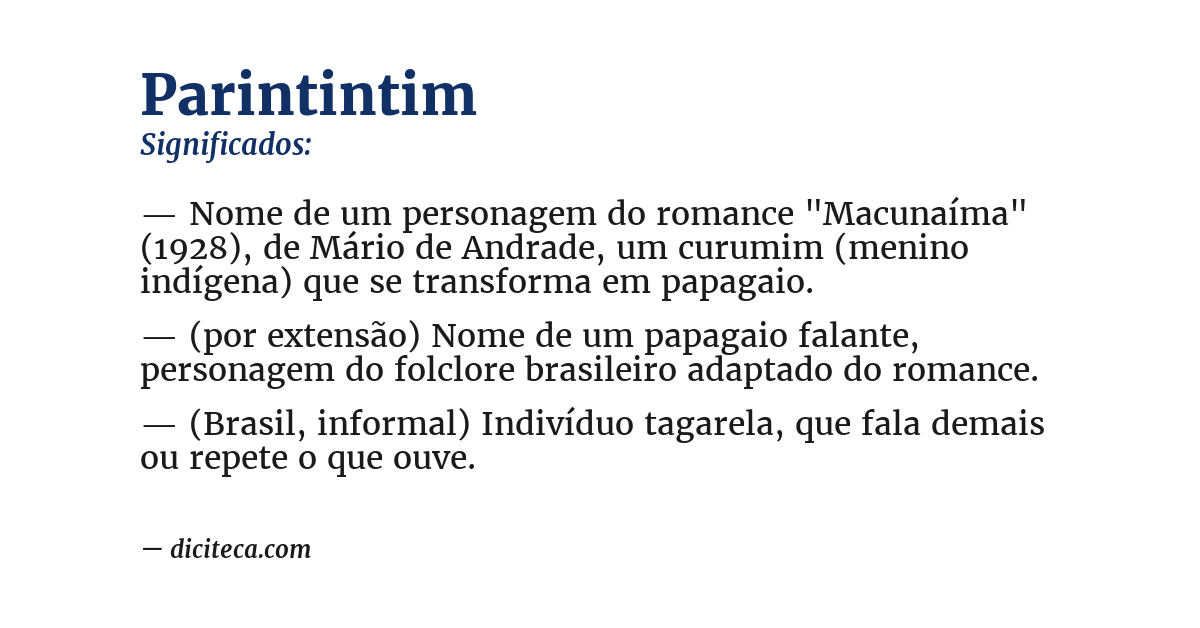 Significado de parintintim