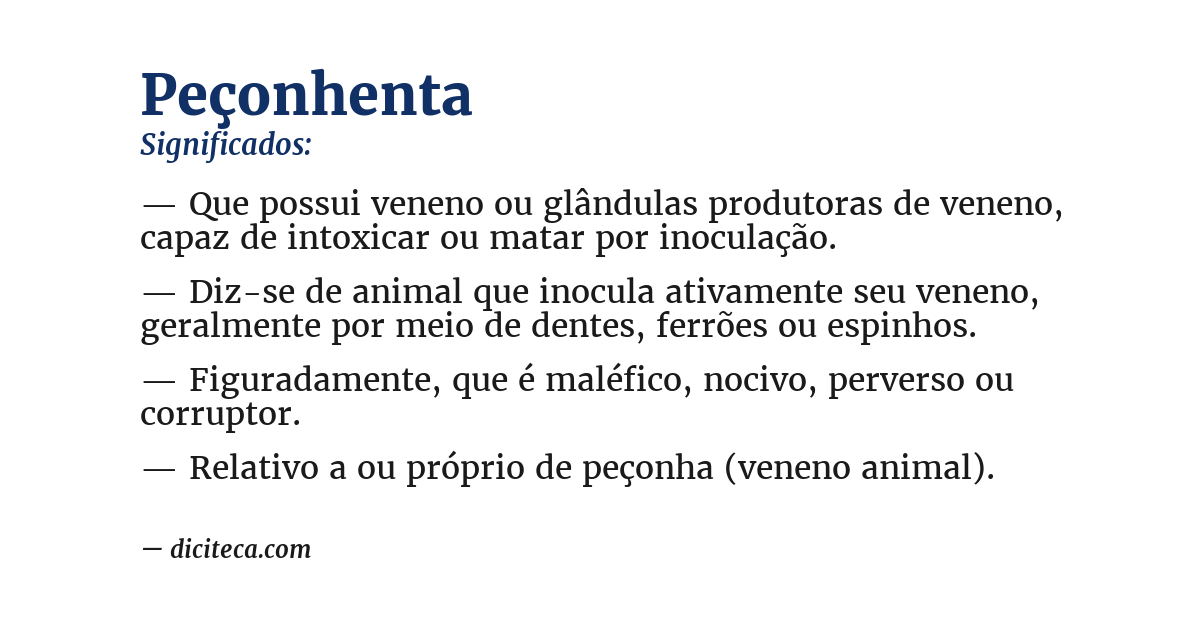 Significado de peçonhenta