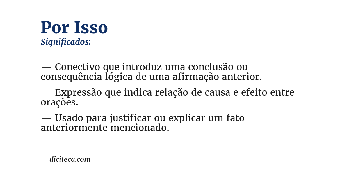 Significado de por isso