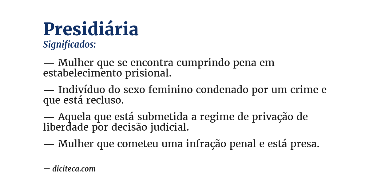 Significado de presidiária