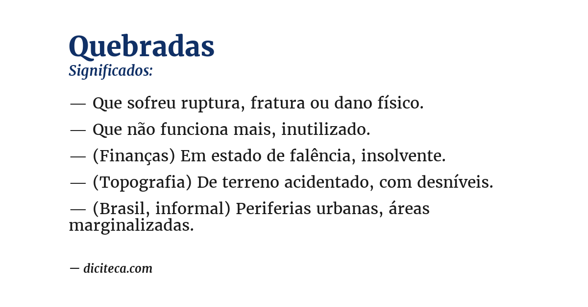 Significado de quebradas