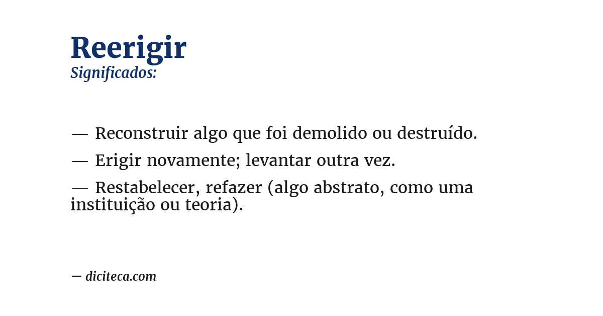 Significado de reerigir