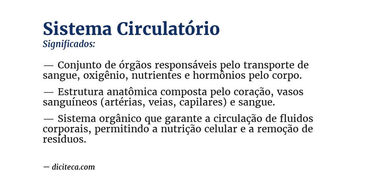 Significado de sistema circulatório