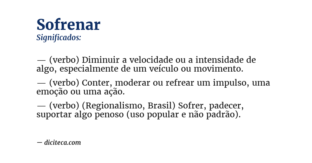 Significado de sofrenar