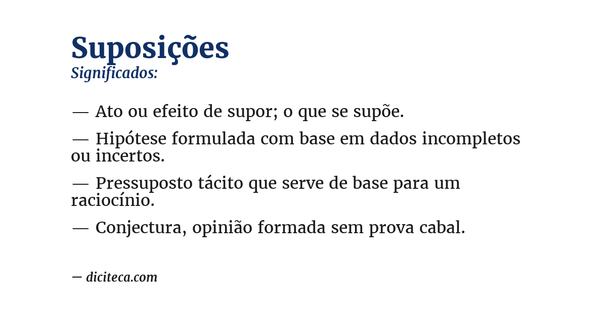 Significado de suposições
