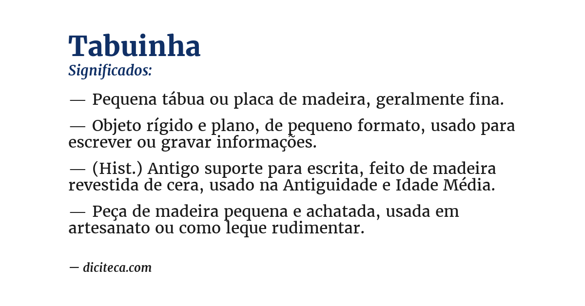 Significado de tabuinha