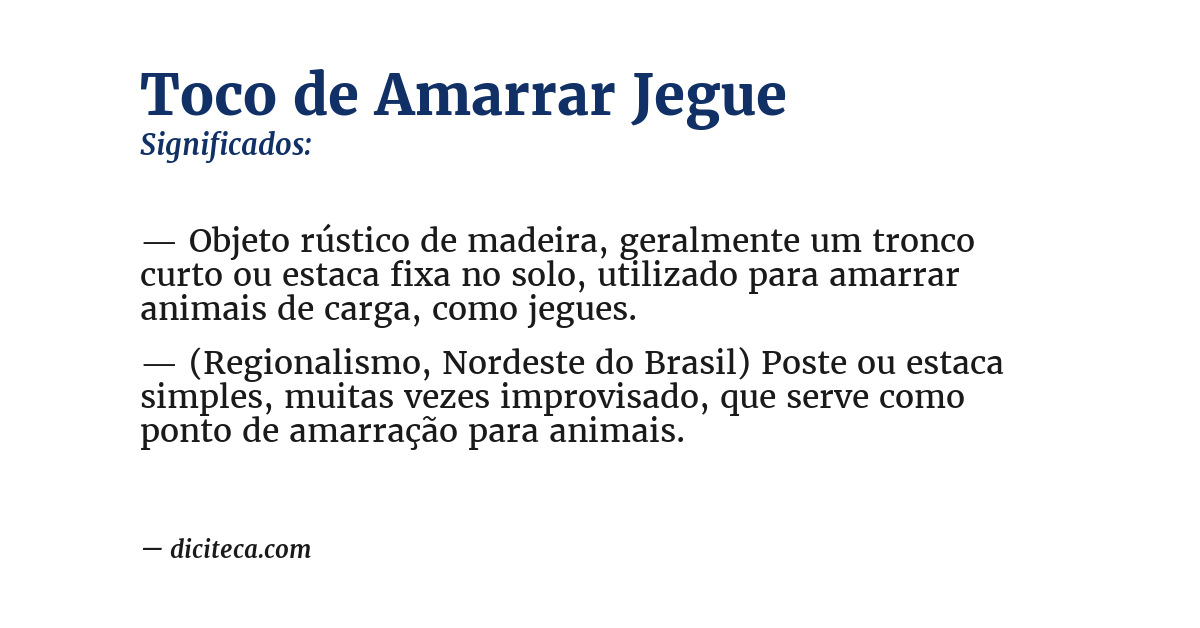 Significado de toco de amarrar jegue